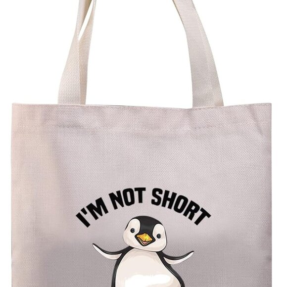Funny Penguin Tote Bag Canvas Waterproof Quote Gift Size 15.7x13.8 - Picture 1 of 7